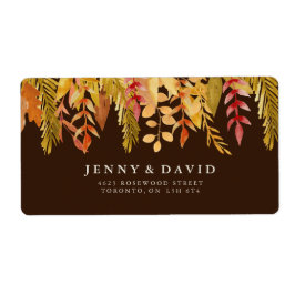 水彩秋の結婚式住所 シール