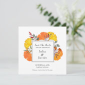 水彩秋の結婚式日付の正方形を保存 招待状 (スタンド正面)