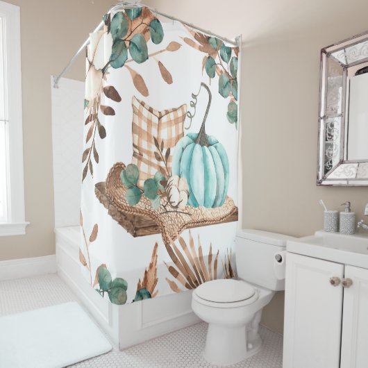 水彩秋の継ぎ目のない模様と色pu シャワーカーテン (インサイチュ)