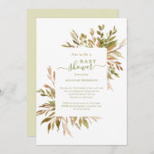 水彩秋の緑のベビーシャワー招待状 招待状 (正面/裏面)