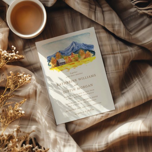 水彩秋の自然インスパイア結婚ズ 招待状