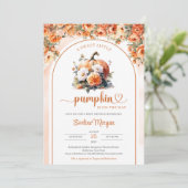 水彩秋の花かぼちゃ秋女 招待状 (スタンド正面)