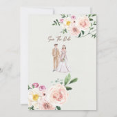 水彩秋の花とパーム フローラル ウェディング 招待状 (裏面)