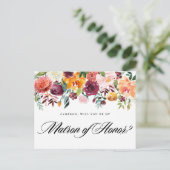 水彩秋の花を添えたご媒酌人になってください インビテーションポストカード (スタンド正面)