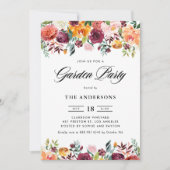 水彩秋の花ガーランドガーデンパーティー 招待状 (正面)
