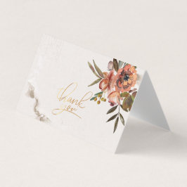 水彩秋の花サンキューカード 名刺