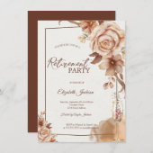 水彩秋の花シャンパンリタイア 招待状 (正面/裏面)