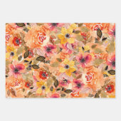 水彩秋の花ラッピング紙シート ラッピングペーパーシート (正面)
