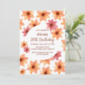 水彩秋の花任意の年齢誕生日 招待状 (スタンド正面)