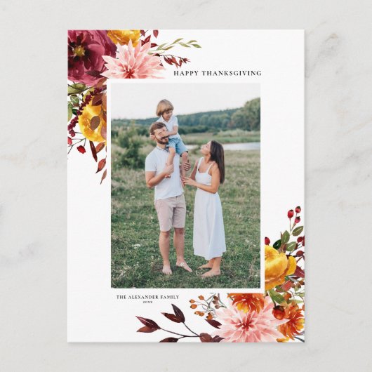 水彩秋の花感謝祭の写真 シーズンポストカード (正面)