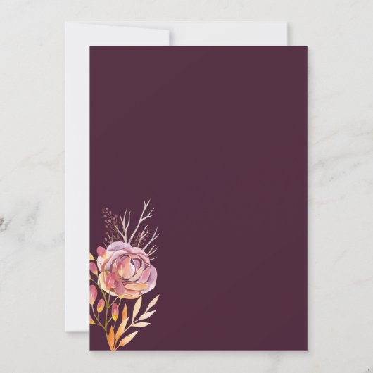 水彩秋の花赤ちゃんシャワー 招待状 (裏面)