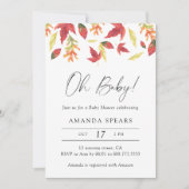 水彩秋の赤葉ちゃんシャワー 招待状 (正面)