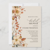 水彩秋の野生の花 ブライダルシャワー 招待状 (正面)