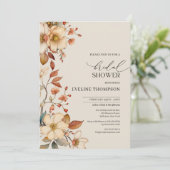 水彩秋の野生の花 ブライダルシャワー 招待状 (スタンド正面)