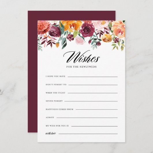 水彩秋の開花が新婚を願う エンクロージャーカード (正面/裏面)