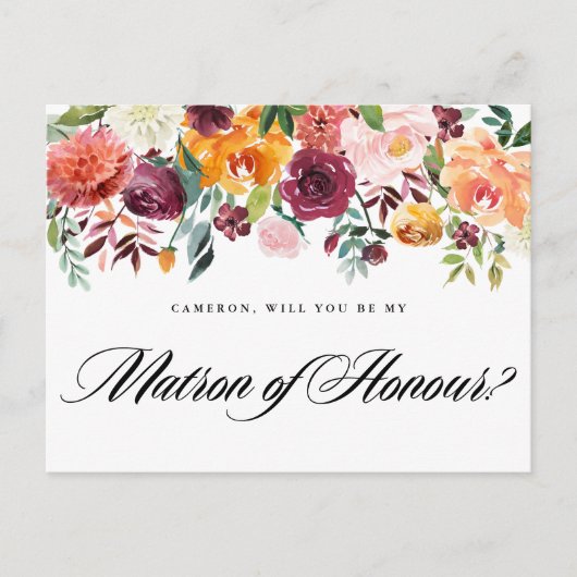 水彩秋の開花が私の名誉の母 インビテーションポストカード (正面)