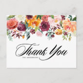 水彩秋の開花ガーランドフローラサンキュー ポストカード (正面)