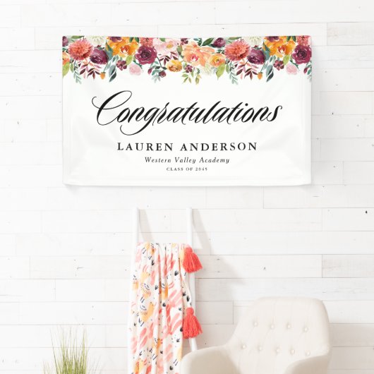 水彩秋の開花ガーランド秋卒業 横断幕 (インサイチュ)