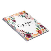 水彩秋の開花フローラ枠 ノートブック (右側)