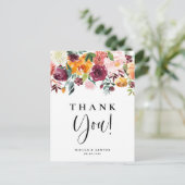 水彩秋の開花フローラ結婚ズサンキュー ポストカード (スタンド正面)