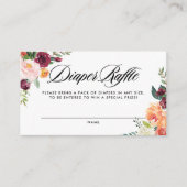 水彩秋の開花赤ちゃんシャワーおむつラッフル エンクロージャーカード (正面)