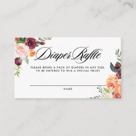 水彩秋の開花赤ちゃんシャワーおむつラッフル エンクロージャーカード