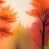 水彩秋の風景 ポスター