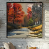 水彩秋の風景 ポスター