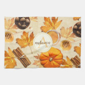 水彩秋の魔法ヴィンテージ香りモノグラム キッチンタオル (横)