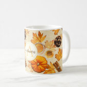 水彩秋の魔法ヴィンテージ香りモノグラム コーヒーマグカップ (正面右)
