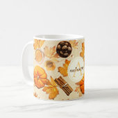 水彩秋の魔法ヴィンテージ香りモノグラム コーヒーマグカップ (正面左)