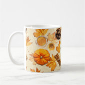 水彩秋の魔法ヴィンテージ香りモノグラム コーヒーマグカップ (左)