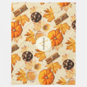 水彩秋の魔法ヴィンテージ香りモノグラム フリースブランケット (正面)