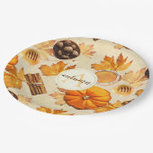 水彩秋の魔法ヴィンテージ香りモノグラム ペーパープレート (アングル)