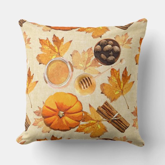 水彩秋の魔法ヴィンテージ香 クッション (正面)