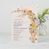 水彩秋の黄色いオレンジがかった茶色の野花 招待状 (スタンド正面)