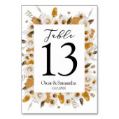 水彩秋の黄色と白のフローラ枠 テーブルナンバー (裏面)