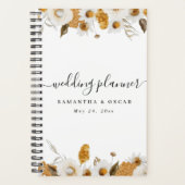 水彩秋の黄色と白のフローラ枠 プランナー手帳 (正面)