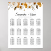 水彩秋の黄色と白のフローラ枠 ポスター (正面)