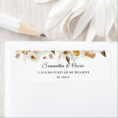 水彩秋の黄色と白のフローラ枠 ラベル (インサイチュ)