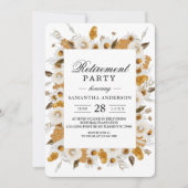 水彩秋の黄色と白のフローラ枠 招待状 (正面)