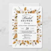 水彩秋の黄色と白のフローラ枠 招待状 (正面)