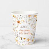 水彩秋の黄色の野草赤ちゃんシャワー 紙コップ (裏面)