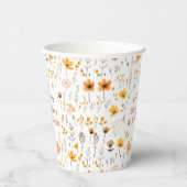 水彩秋の黄色の野草赤ちゃんシャワー 紙コップ (右)