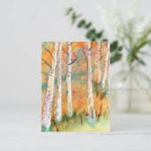 水彩秋の《植物》アスペン木 ポストカード (スタンド正面)