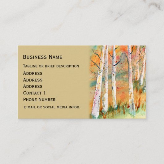 水彩秋の《植物》アスペン木 名刺 (正面)