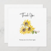 水彩秋ひまわりカスタムサンキューカード サンキューカード (正面/裏面)