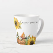 水彩秋ひまわりカボチャパーソナライズされたパイ カフェラテマグ (右アングル)