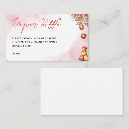 水彩秋アップルベビーシャワーおむつラッフル エンクロージャーカード (正面/裏面)