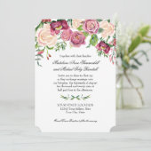 水彩秋ウィンターバーガンディフローラバラリーフ 招待状 (スタンド正面)